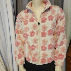 Lucky Brand Pink and Cream Floral Puffer Jacket‎